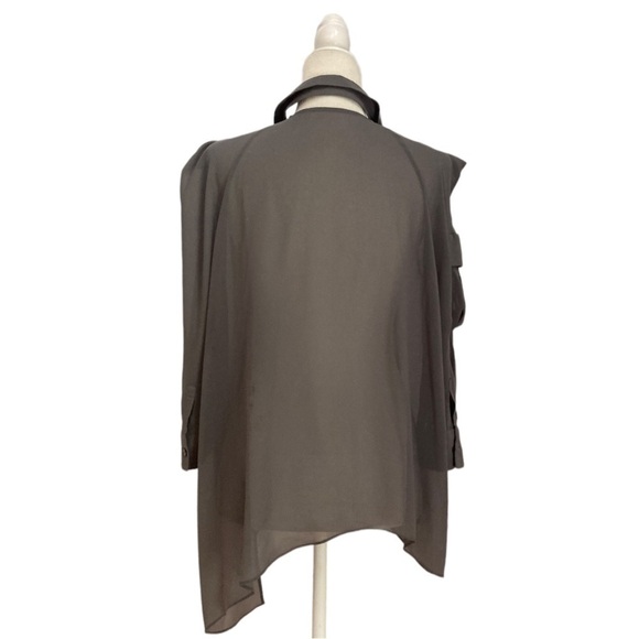 Acne Silk Chiffon Silk Blouse cutout back Collar pointed shoulder Asymmetrical - Picture 2 of 8